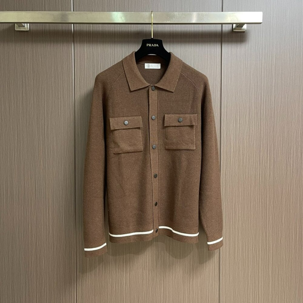 Brunello Cucinelli lapel knitted sweater coat